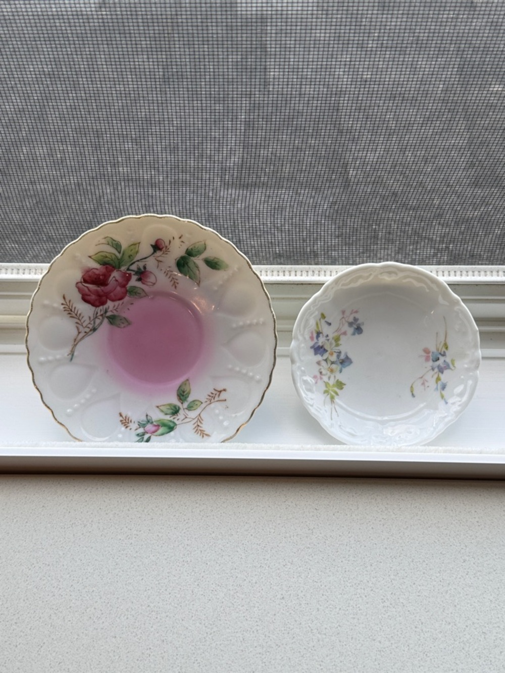 2 VINTAGE  Floral Porcelain Saucers